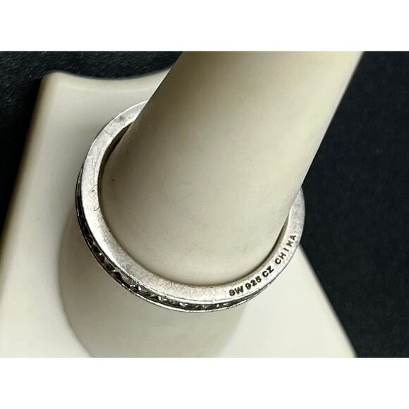 SW Signed Sterling Silver CZ Full Eternity Band Ring Sz 9.5 - Picture 9 of 12